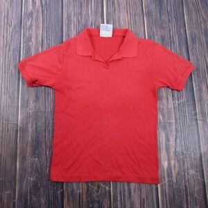Vintage C.S.L Shirt Womens M Red Solid Short Sleeve Collared Polo Granny Core